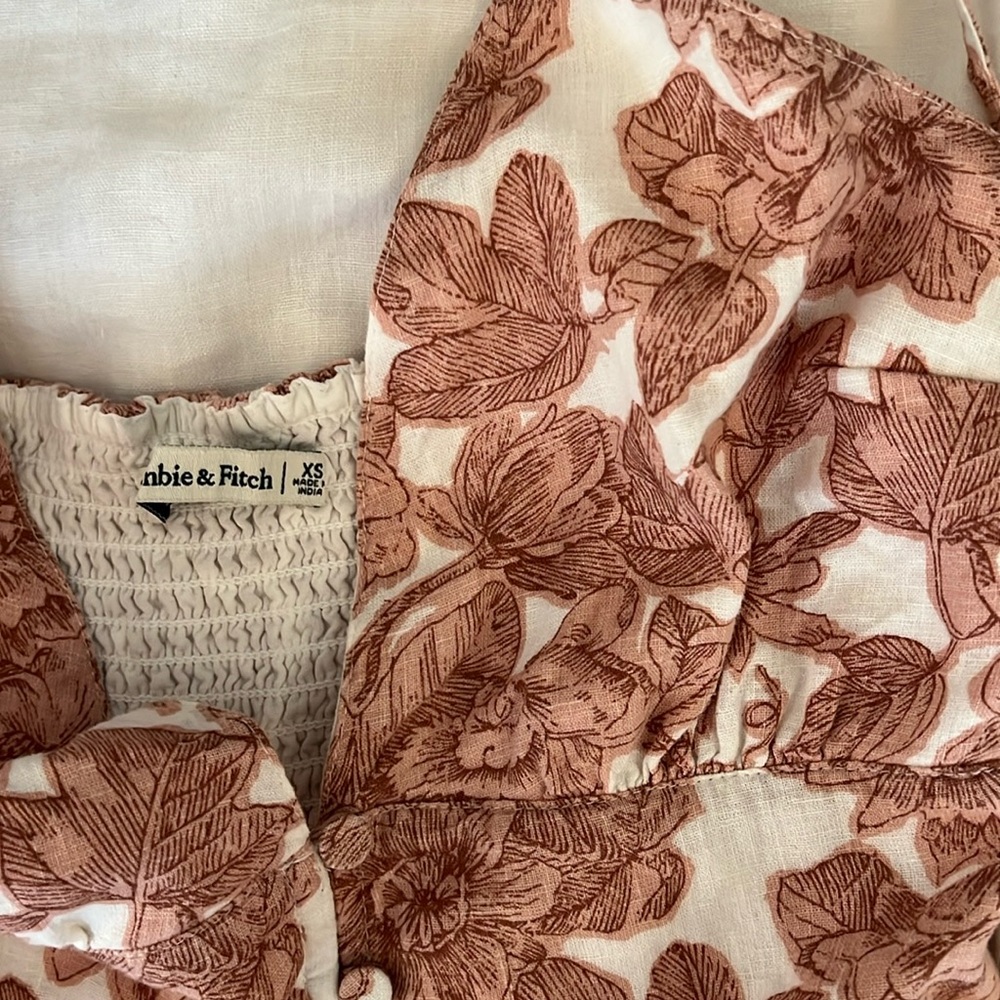 Abercrombie floral midi length button down voile print dress